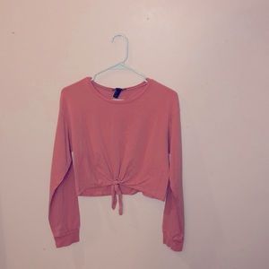 Pink Tied Front Crop Top